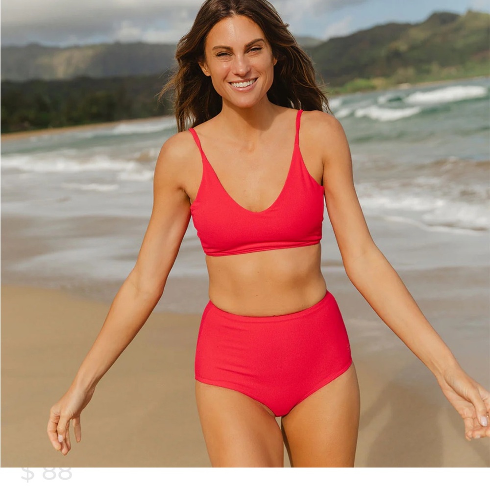 Albion Red High-Waist Bikini Set